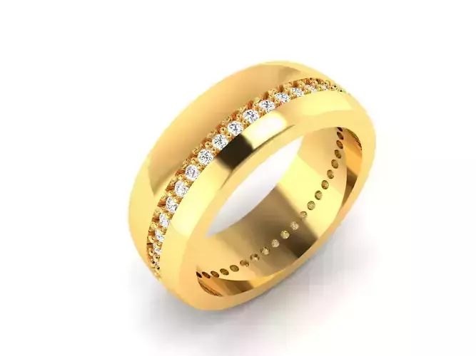 ring-2166 gold wedding band with diamonds