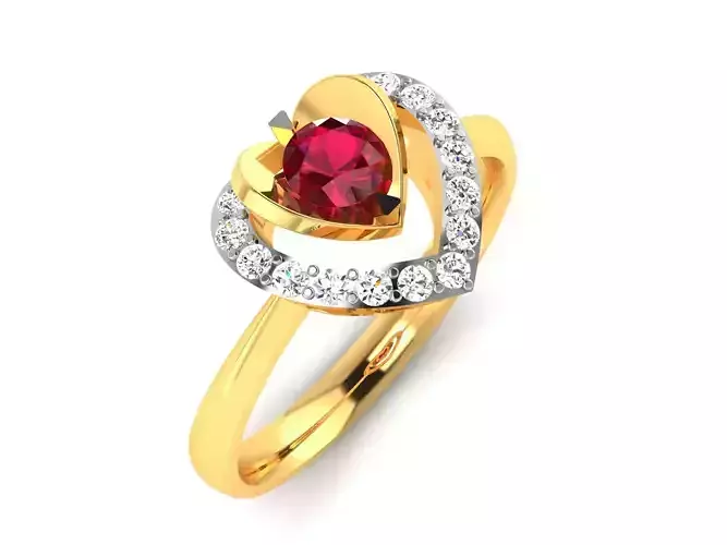 ring-2153 heart shaped ruby and diamond ring
