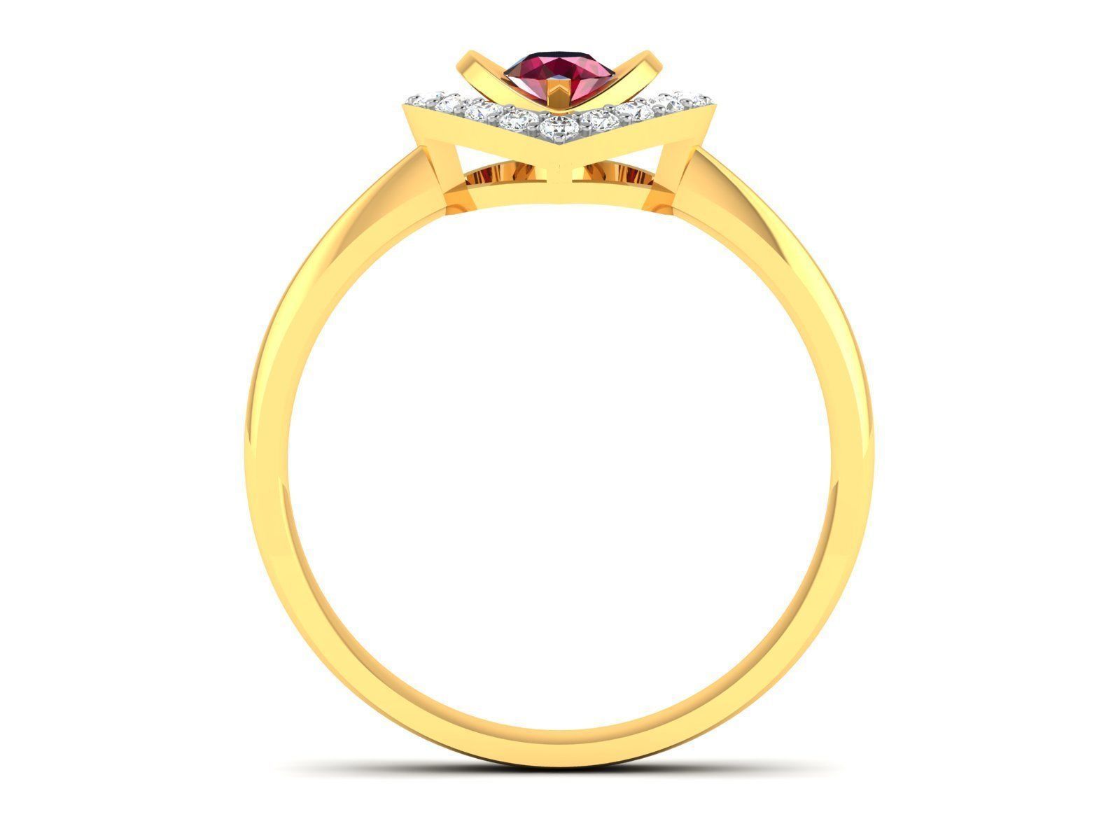 ring-2153 heart shaped ruby and diamond ring 3D print model_1