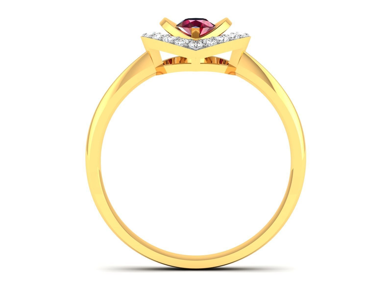 ring-2153 heart shaped ruby and diamond ring 3D print model_2