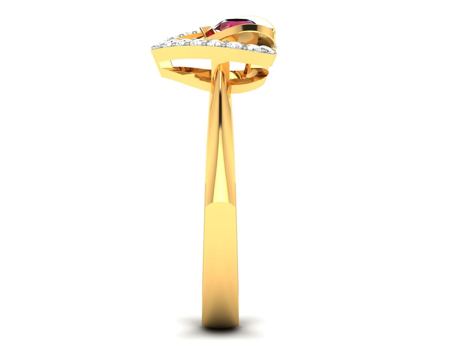 ring-2153 heart shaped ruby and diamond ring 3D print model_4