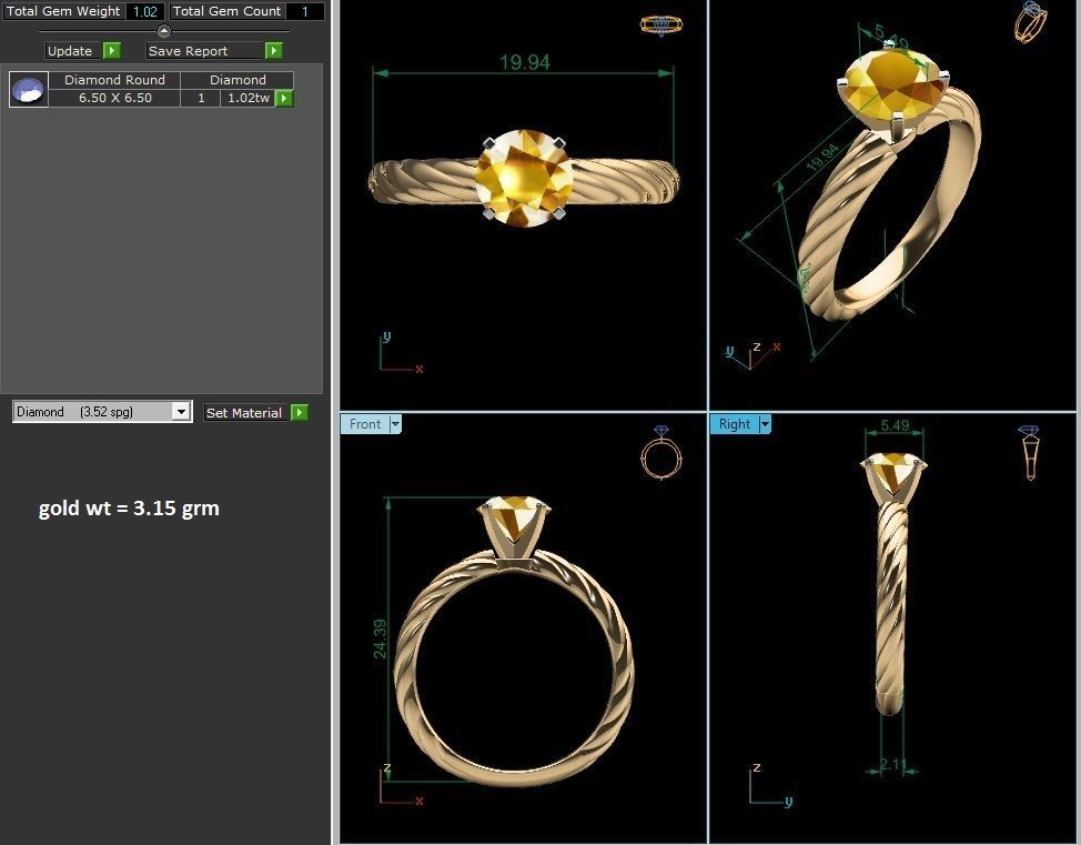 ring-2146 gold engagement ring with citrine 3D print model_4
