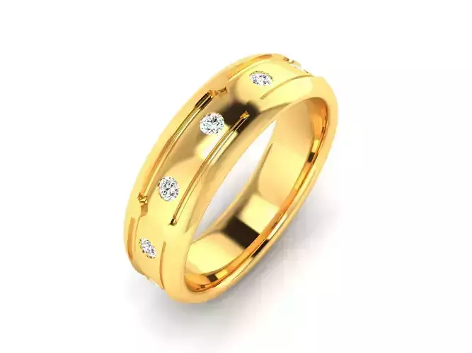 ring-2142 gold wedding band with diamonds