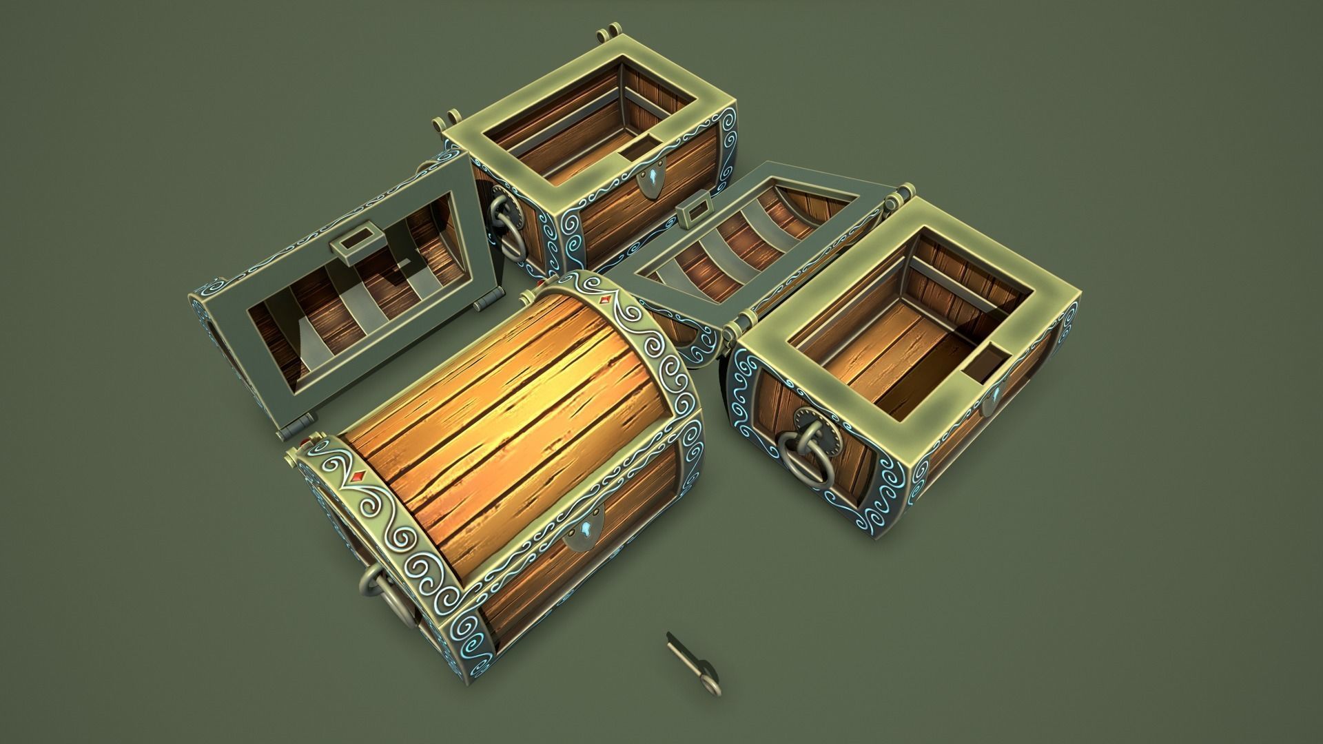 magic chest Low-poly 3D model_14