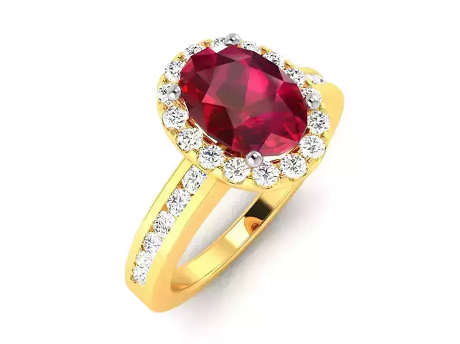ring-2127 oval ruby and diamond ring gold