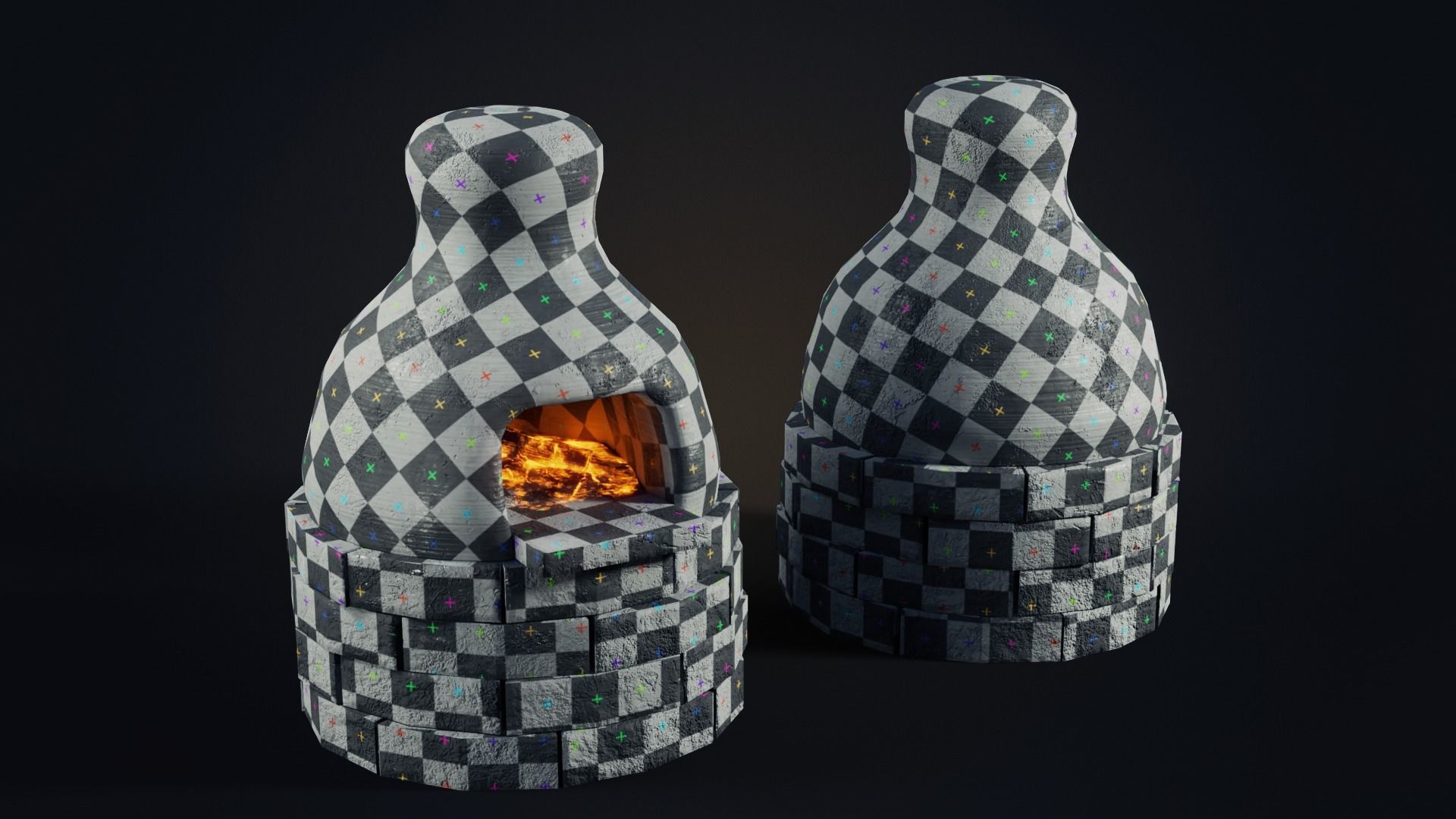 Handmade clay oven Low-poly 3D model_12