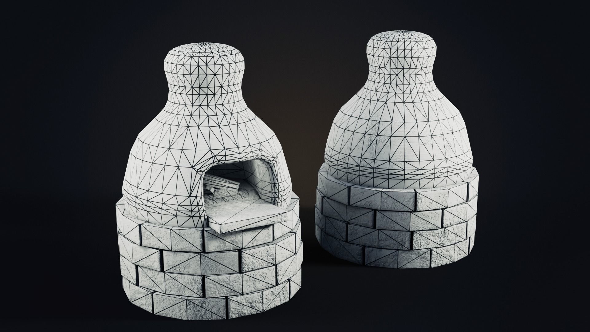 Handmade clay oven Low-poly 3D model_13