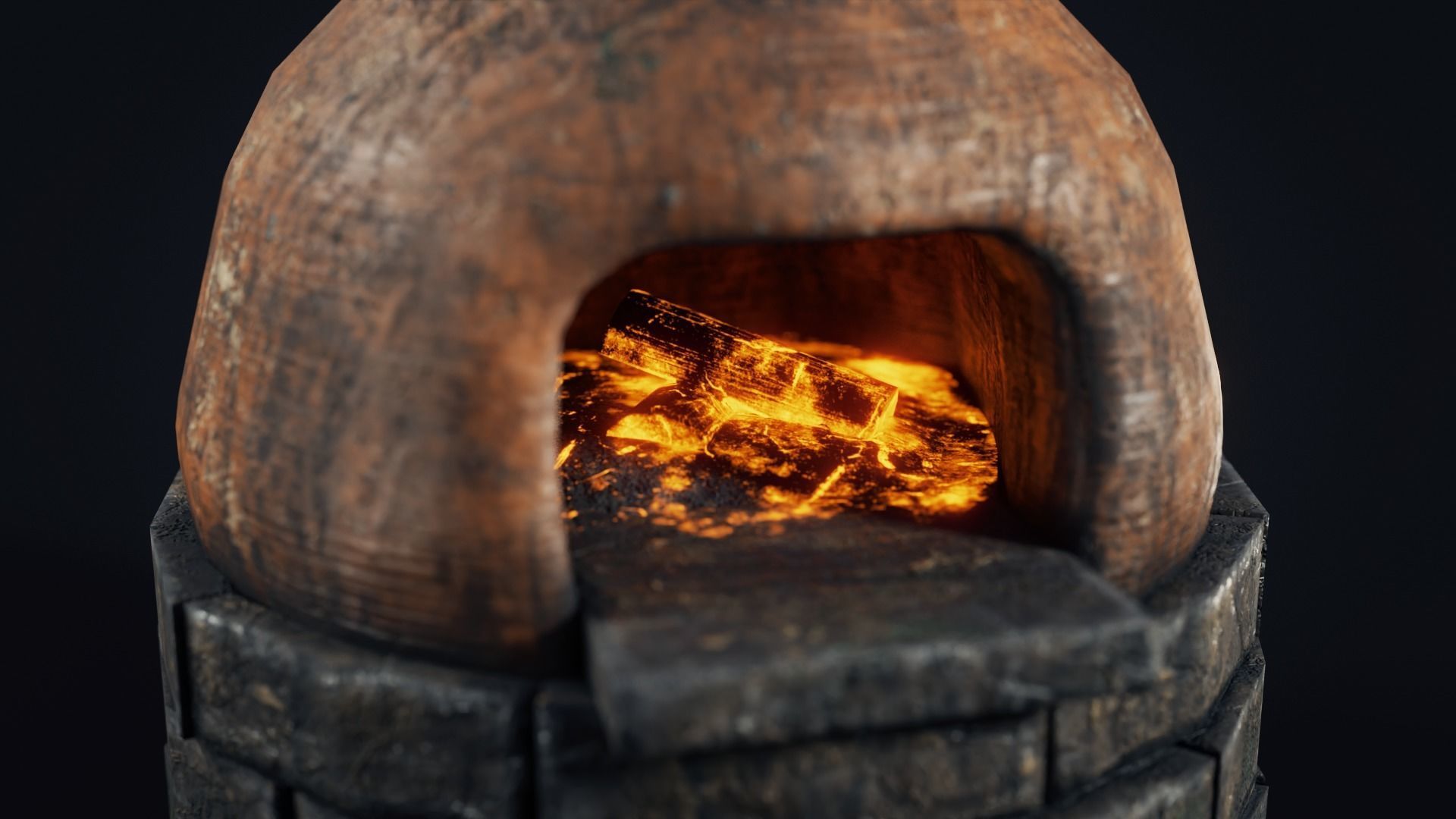 Handmade clay oven Low-poly 3D model_10