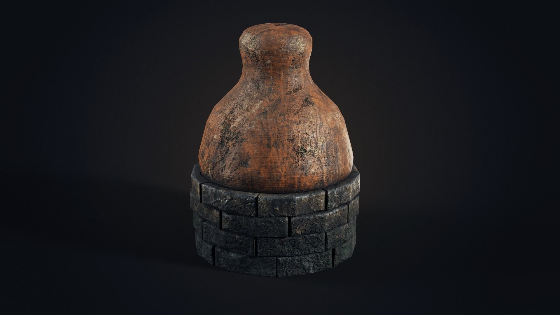Handmade clay oven Low-poly 3D model_5