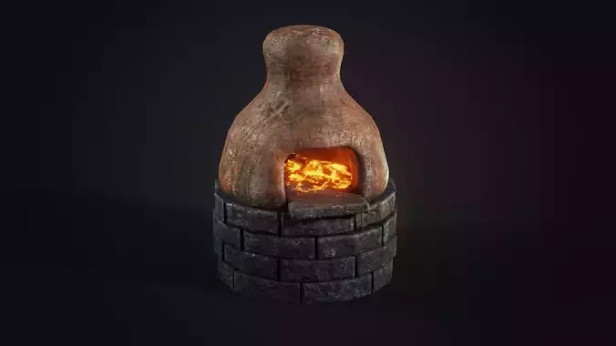 Handmade clay oven Low-poly 3D model