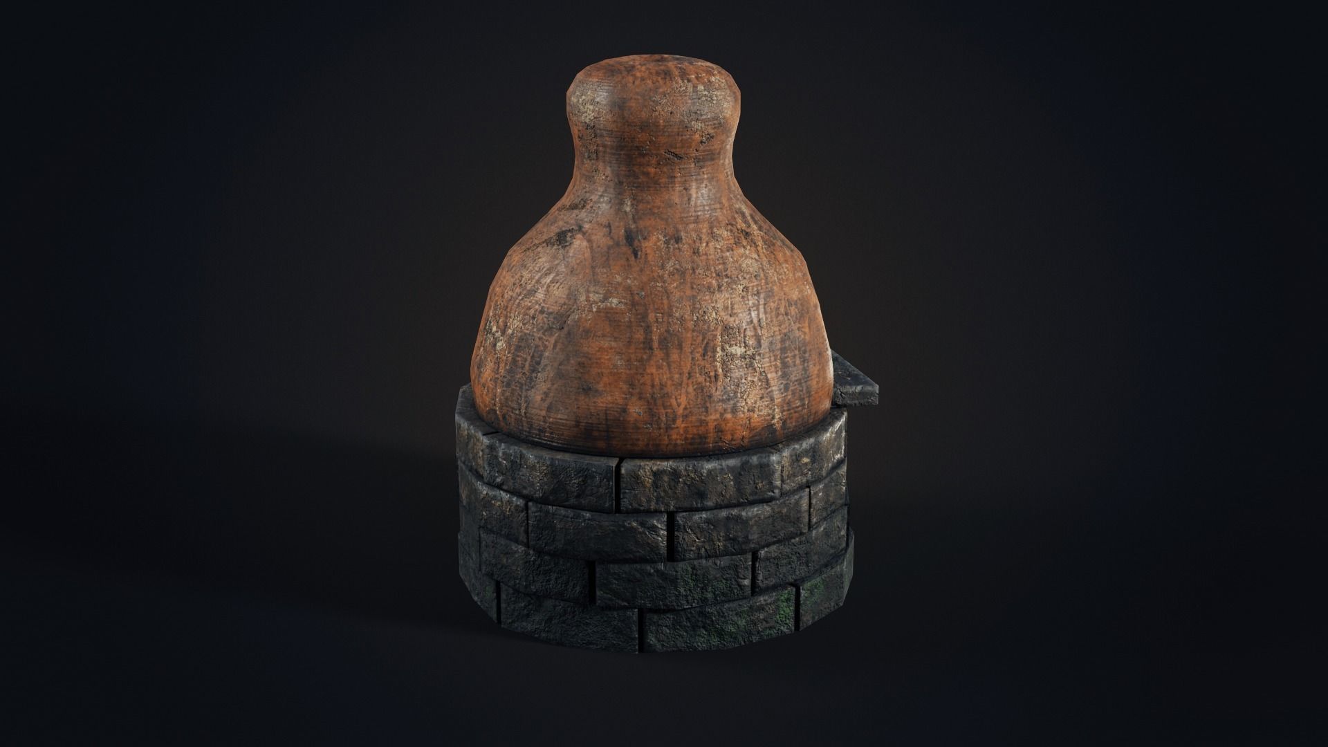 Handmade clay oven Low-poly 3D model_3