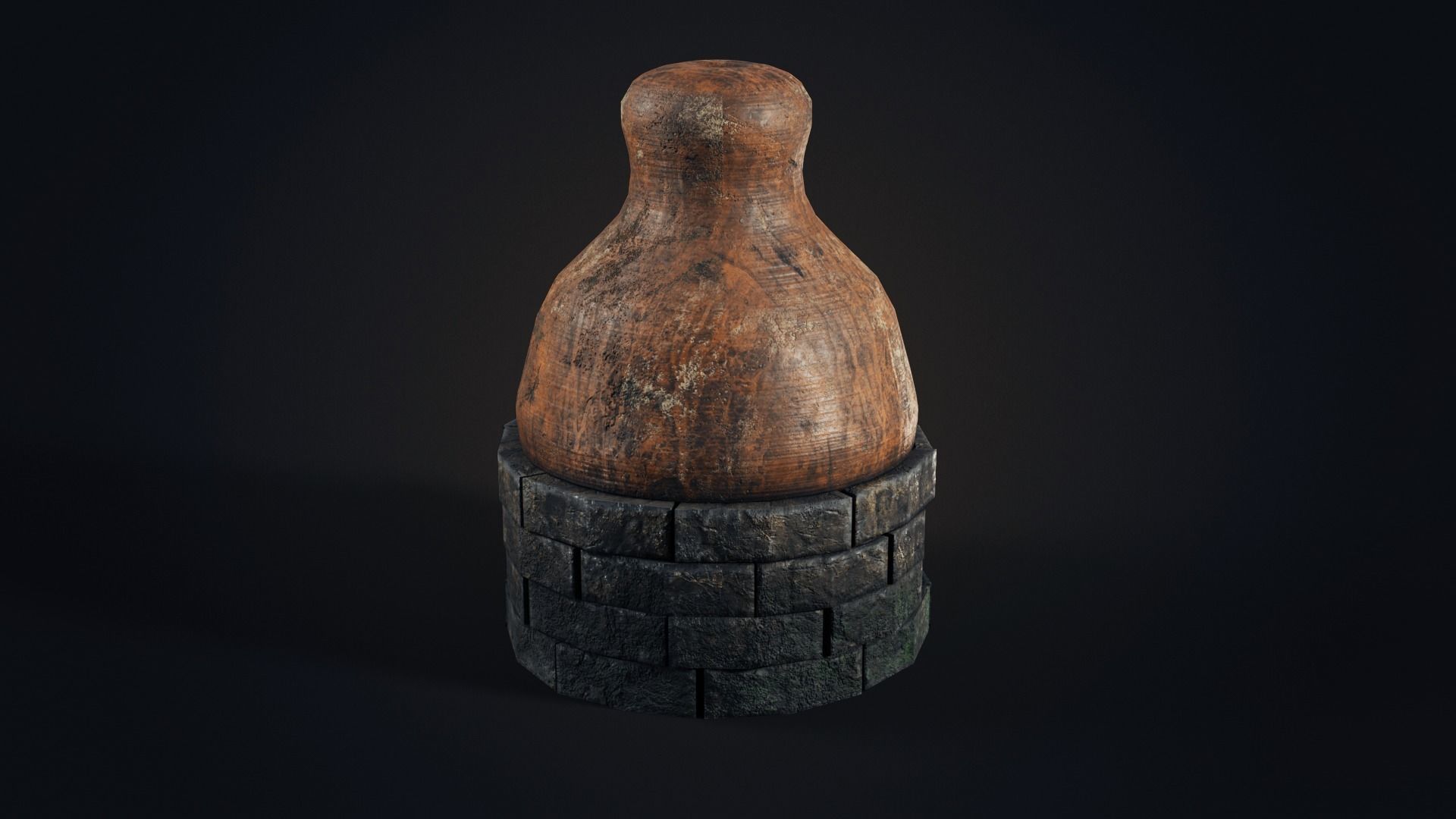 Handmade clay oven Low-poly 3D model_4
