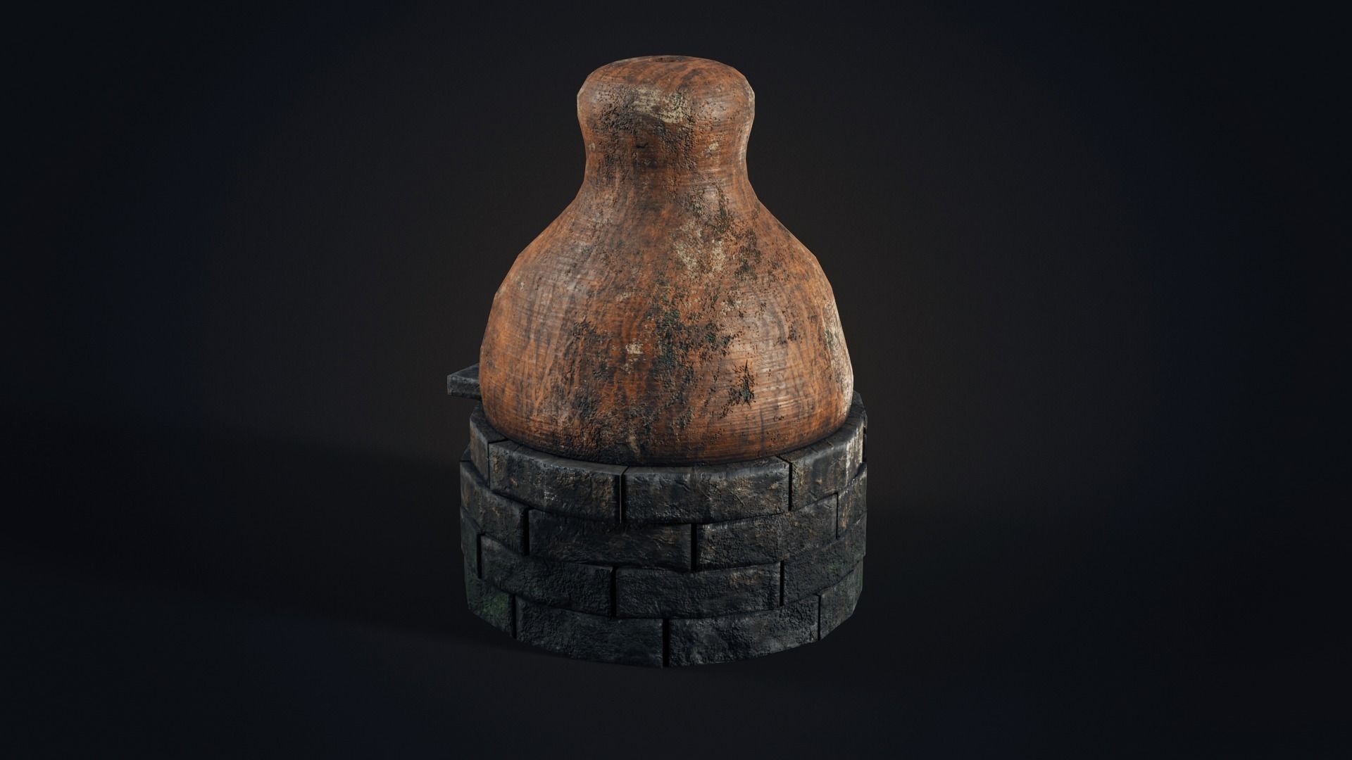Handmade clay oven Low-poly 3D model_6