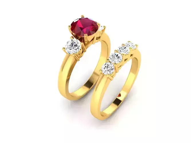 ring-5272 ruby and diamond engagement ring set gold