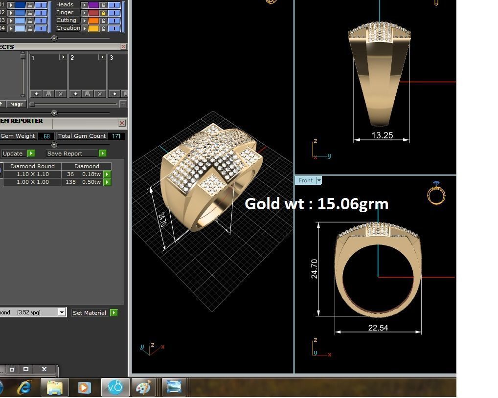 ring-5269 gold diamond cross ring 3D print model_6