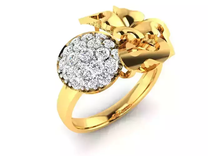 ring-4544 gold ring with diamonds in center