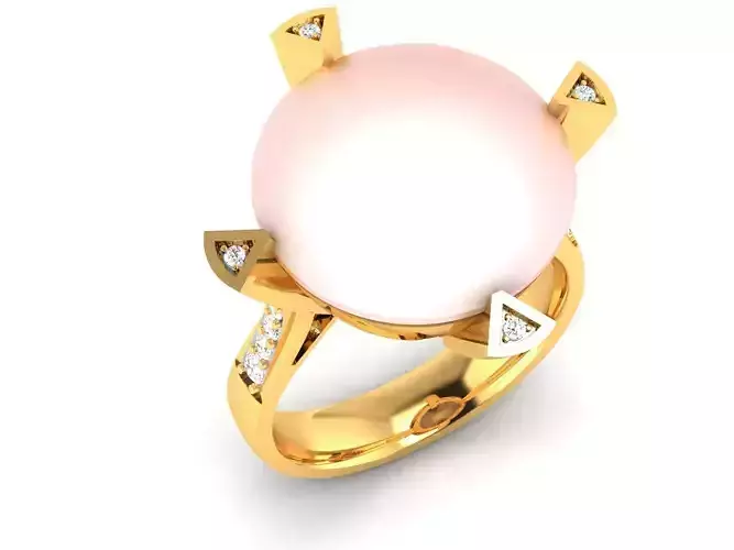 ring-4533 rose quartz and diamond ring gold