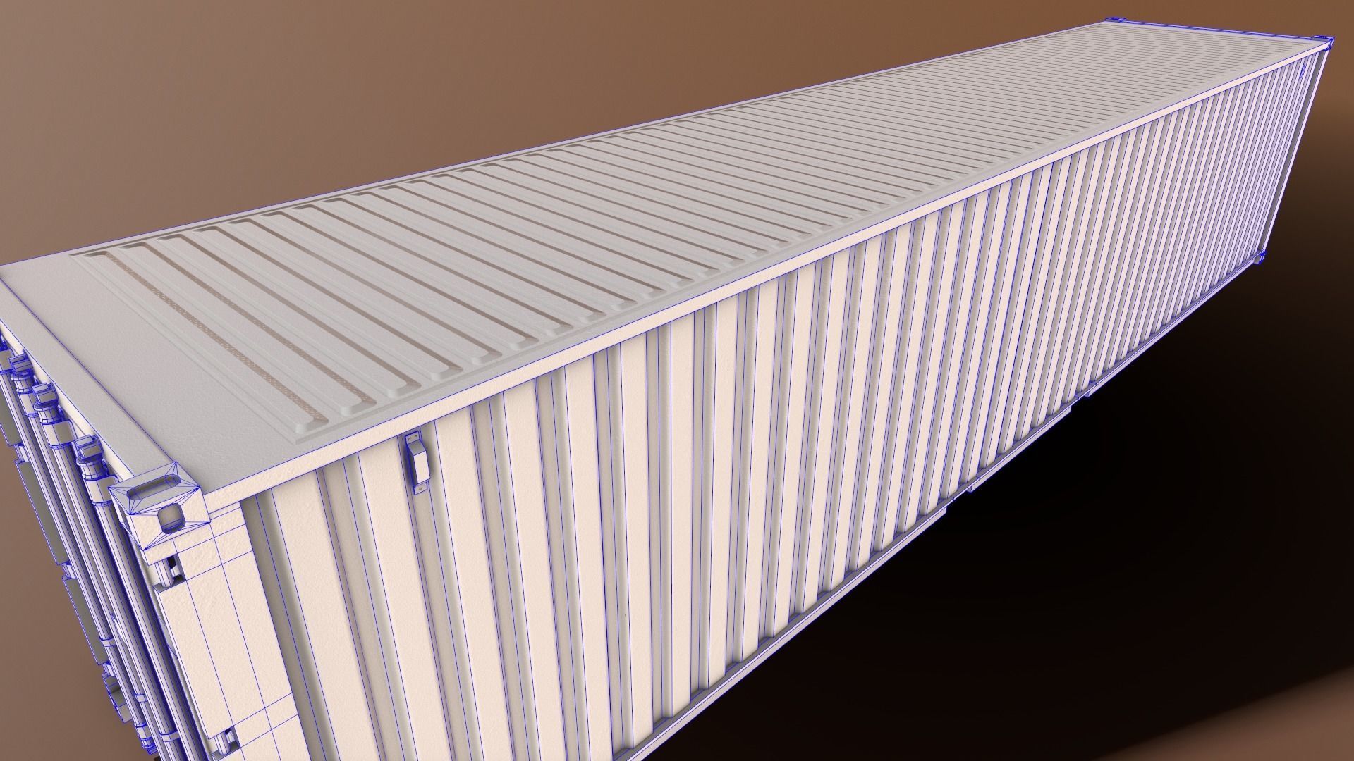 PBR 40 ft Shipping Cargo Container - Blue Dark Low-poly 3D model_20