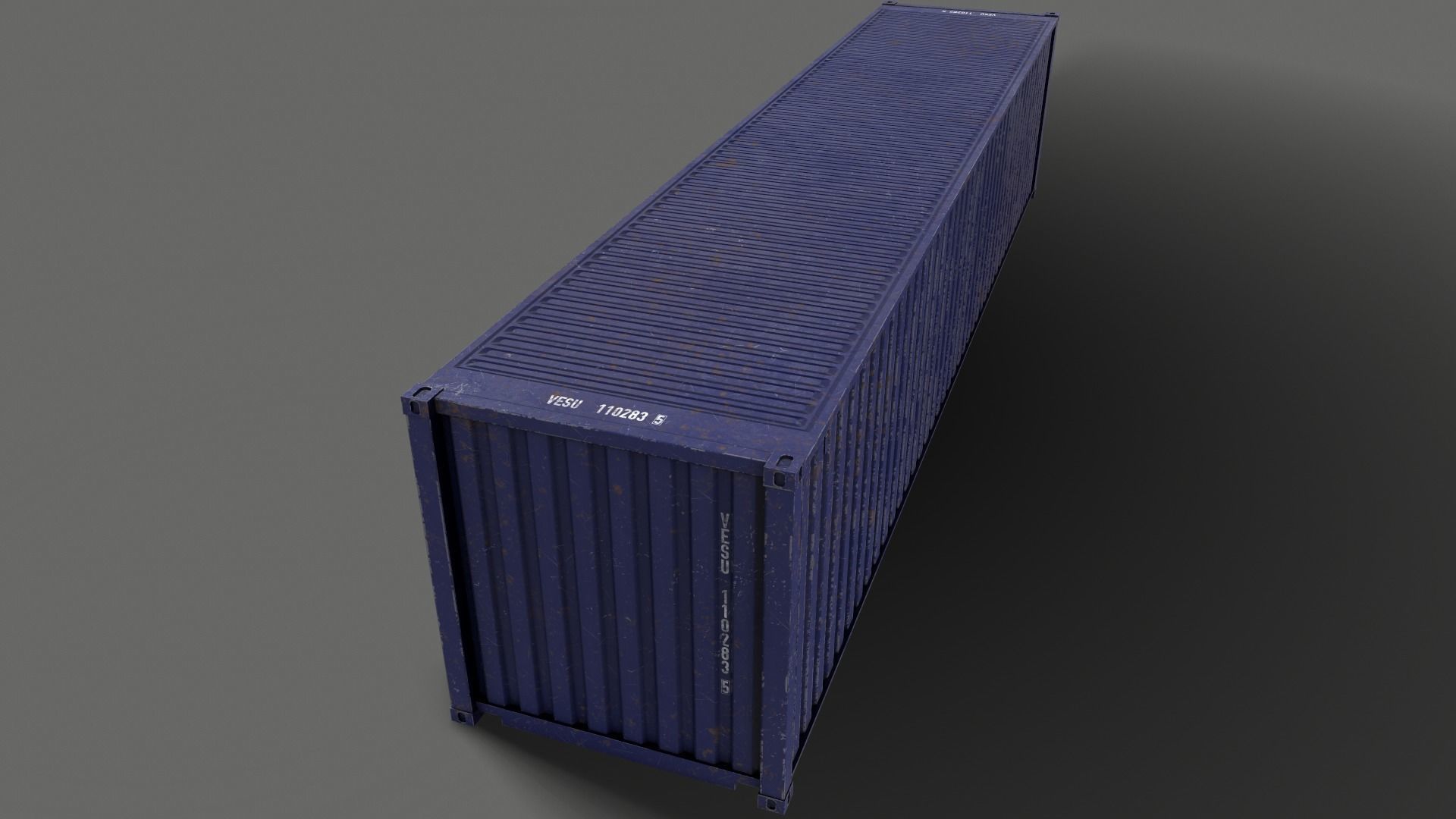 PBR 40 ft Shipping Cargo Container - Blue Dark Low-poly 3D model_13