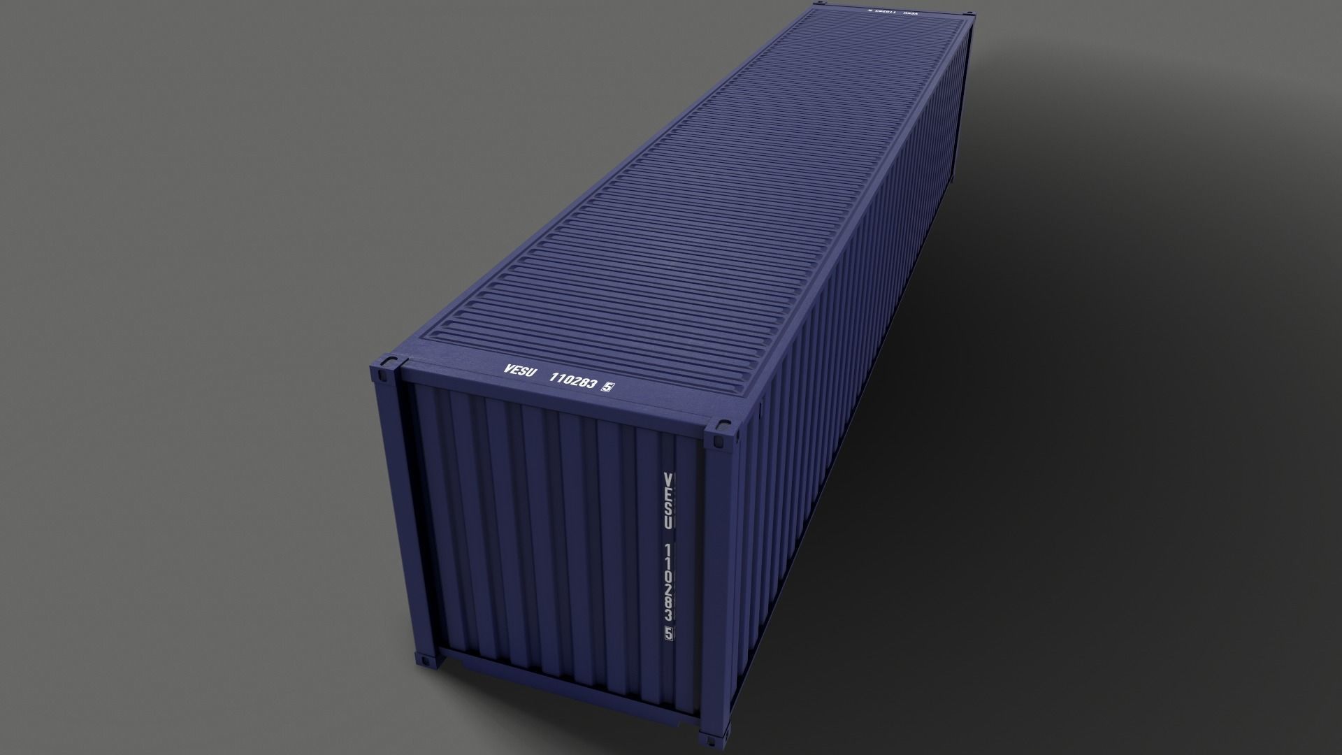 PBR 40 ft Shipping Cargo Container - Blue Dark Low-poly 3D model_12