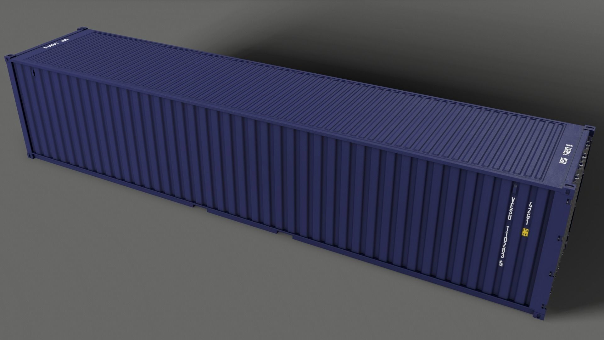 PBR 40 ft Shipping Cargo Container - Blue Dark Low-poly 3D model_8