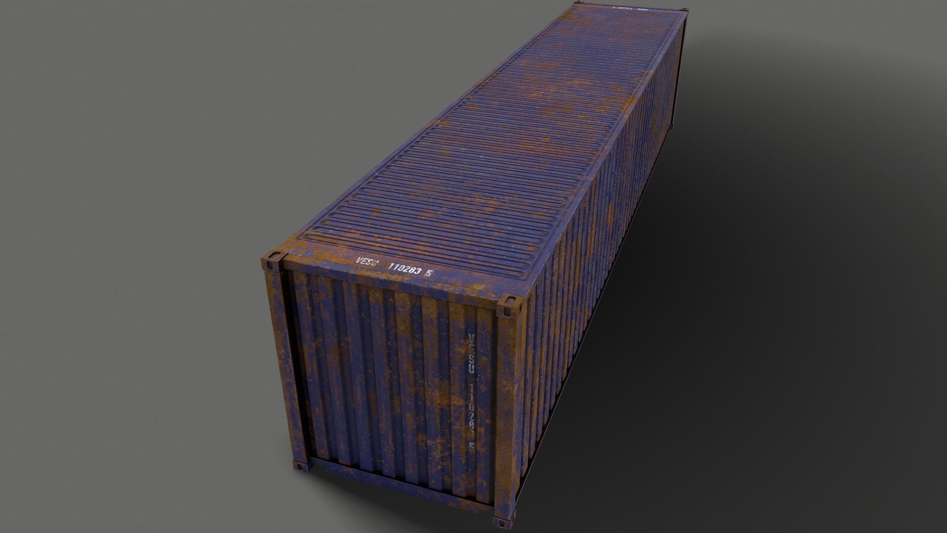PBR 40 ft Shipping Cargo Container - Blue Dark Low-poly 3D model_14