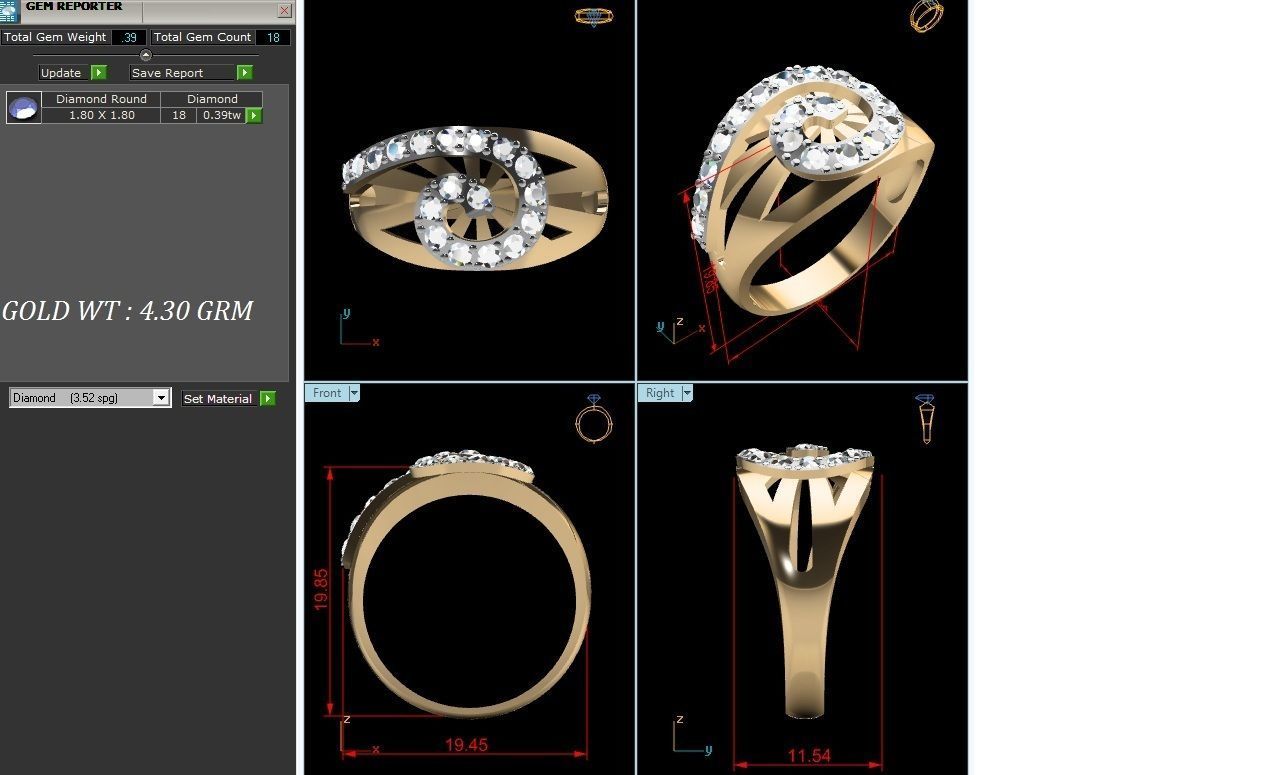 ring-4366 diamond ring gold 3D print model_8