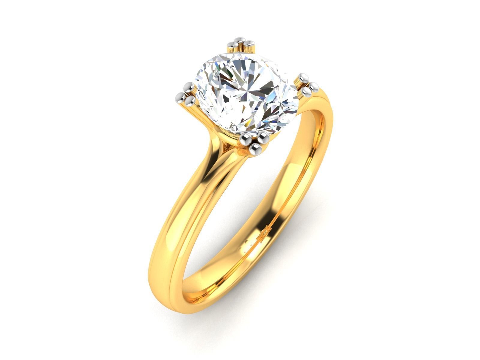 ring-4242 solitaire engagement ring gold 3D print model_1