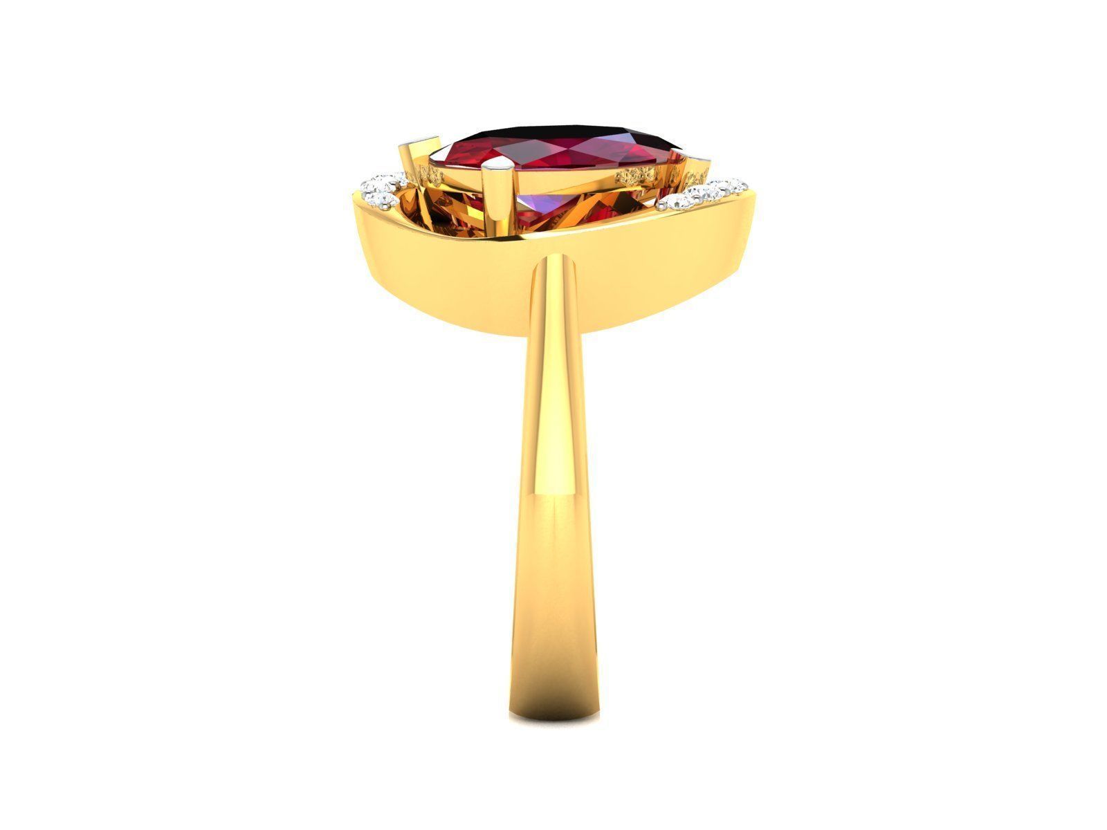 ring-4225 gold ring with ruby stone and diamonds 3D print model_5