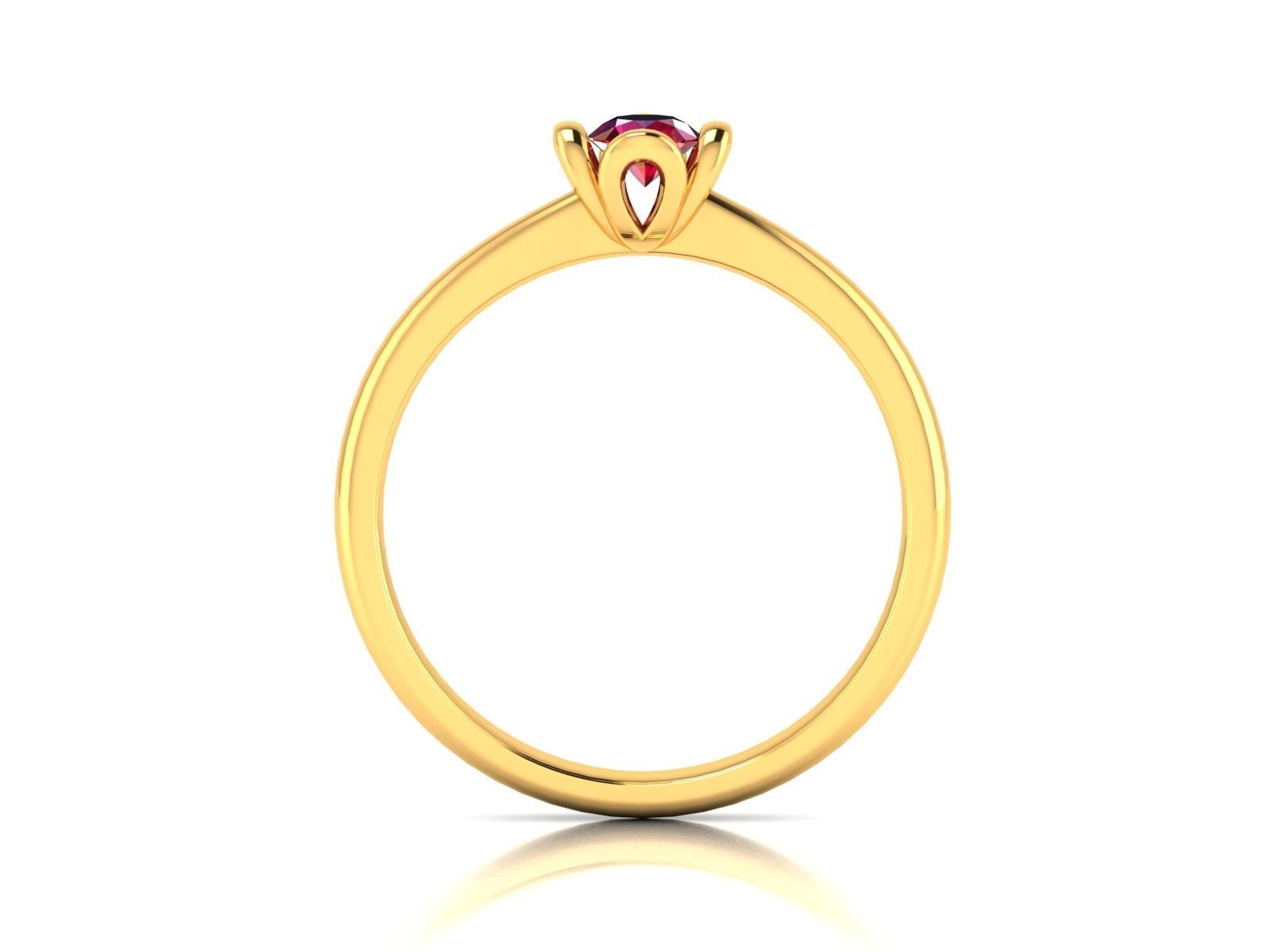 ring-4187 ruby solitaire ring gold 3D print model_3
