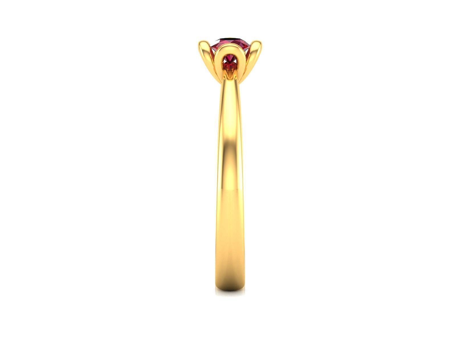 ring-4187 ruby solitaire ring gold 3D print model_5