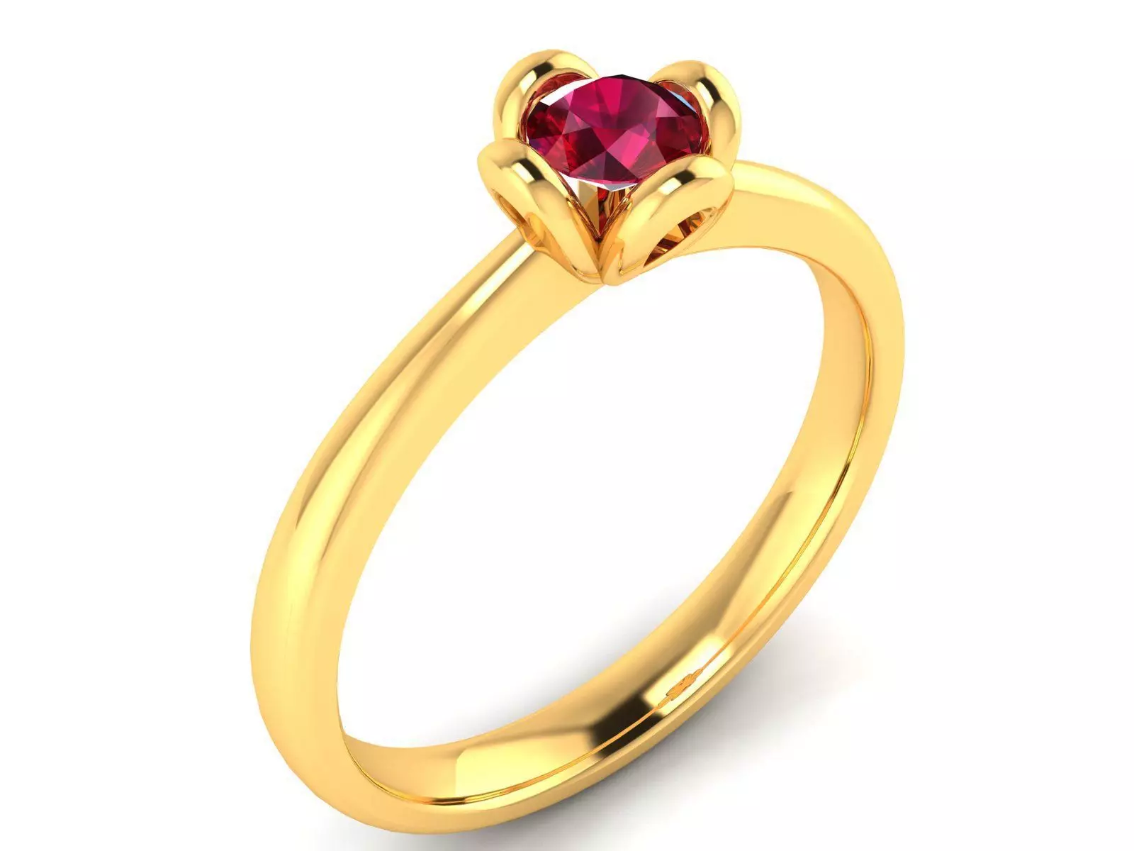 ring-4187 ruby solitaire ring gold 3D print model_0
