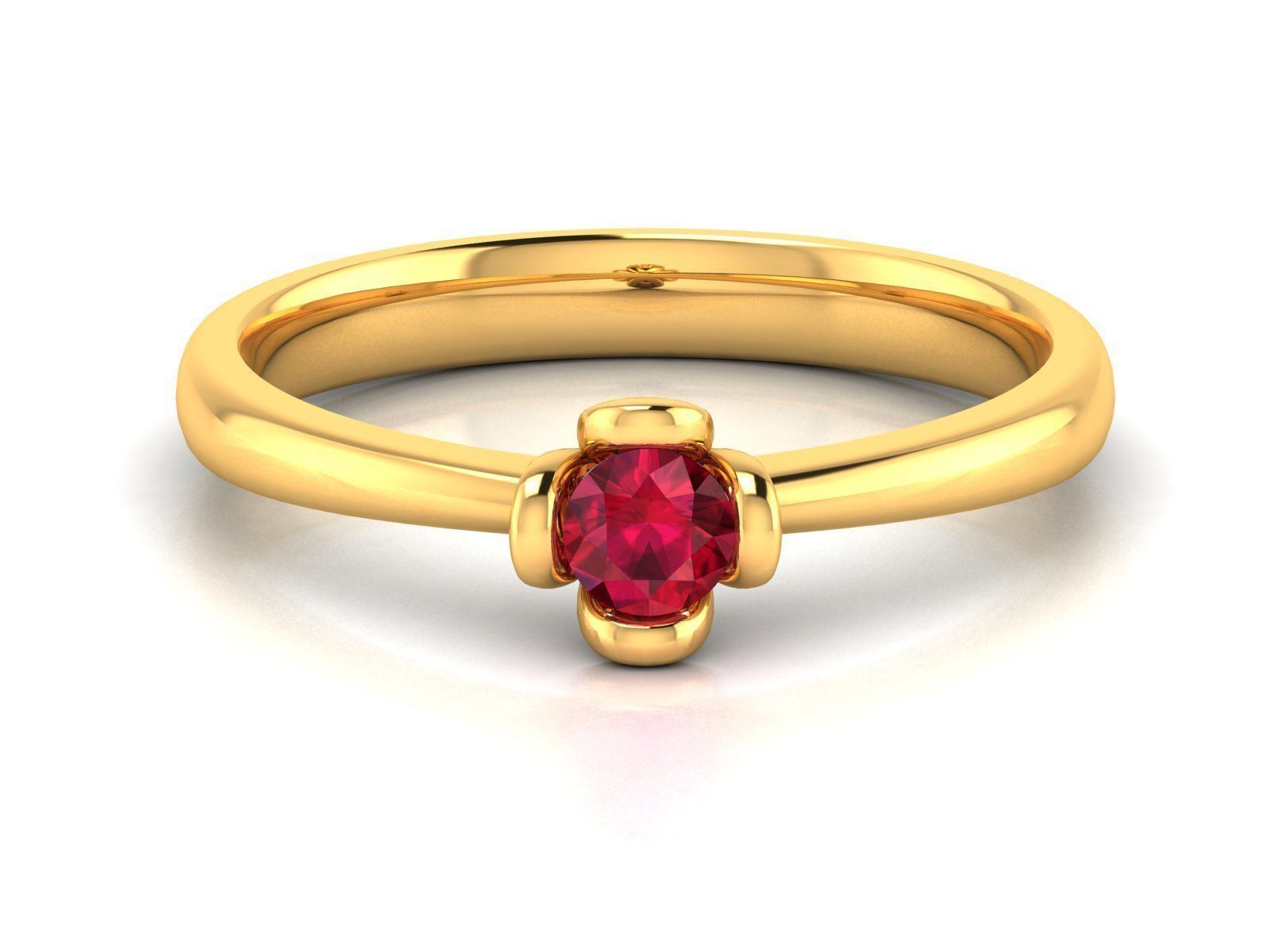 ring-4187 ruby solitaire ring gold 3D print model_6