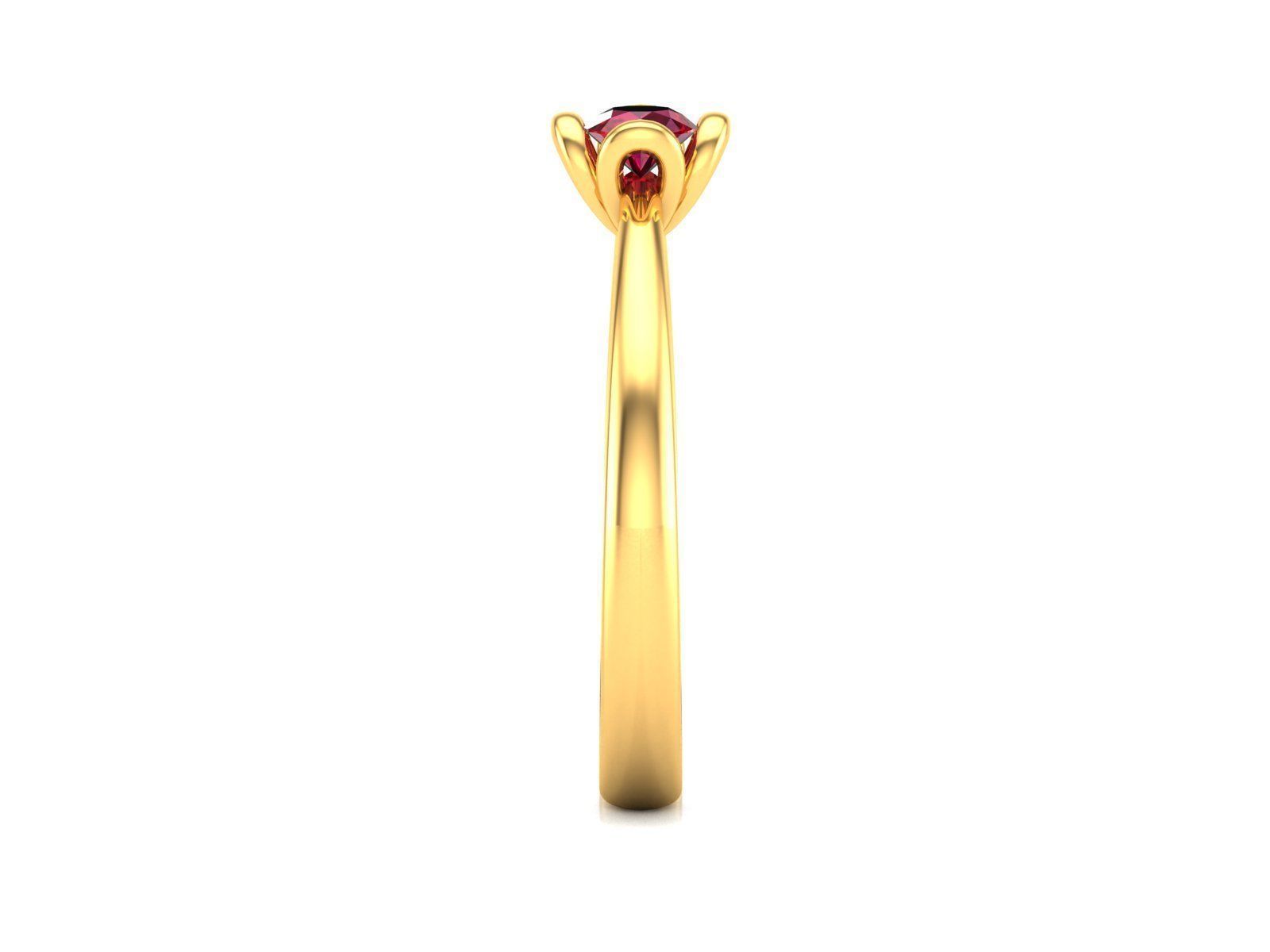 ring-4187 ruby solitaire ring gold 3D print model_4