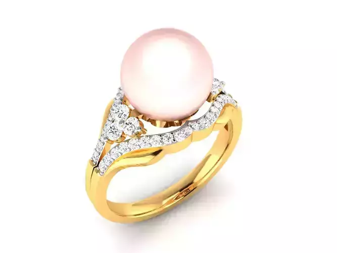 ring-4142 pearl and diamond ring
