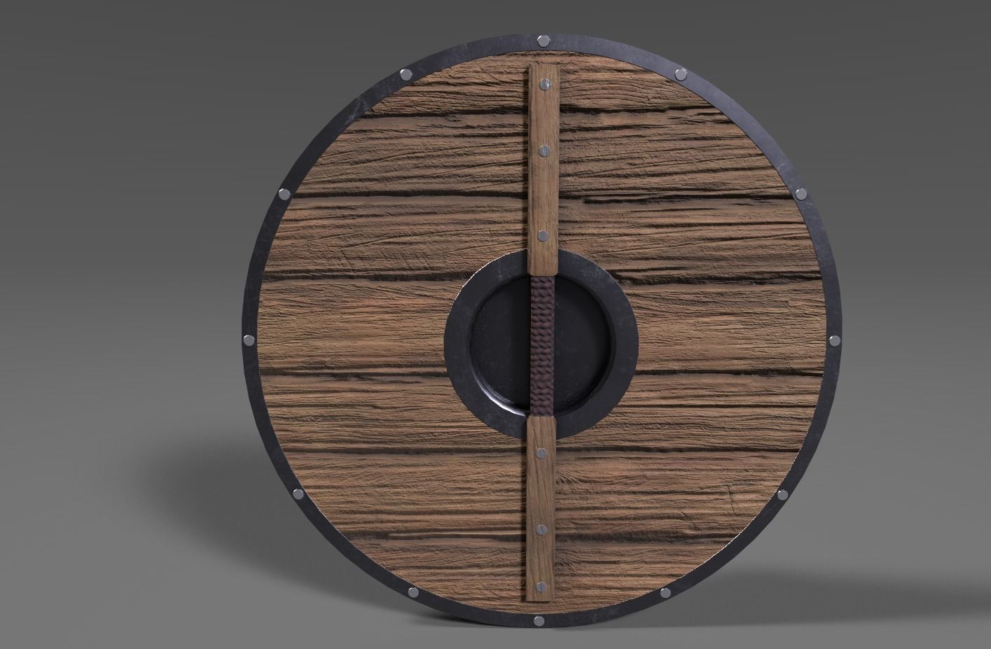 Shield wooden Low-poly 3D model_4