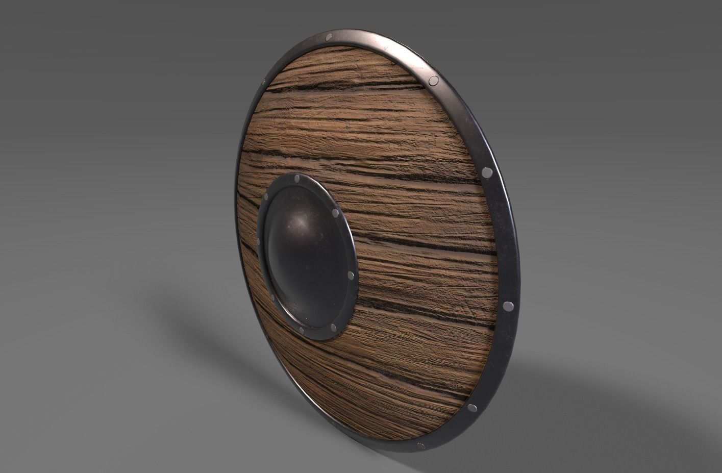 Shield wooden Low-poly 3D model_1