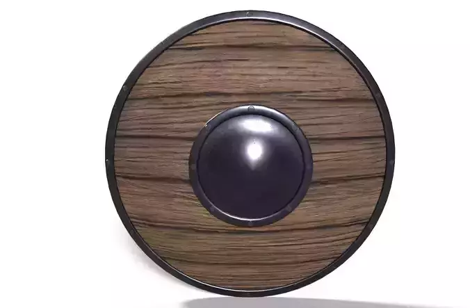 Shield wooden Low-poly 3D model