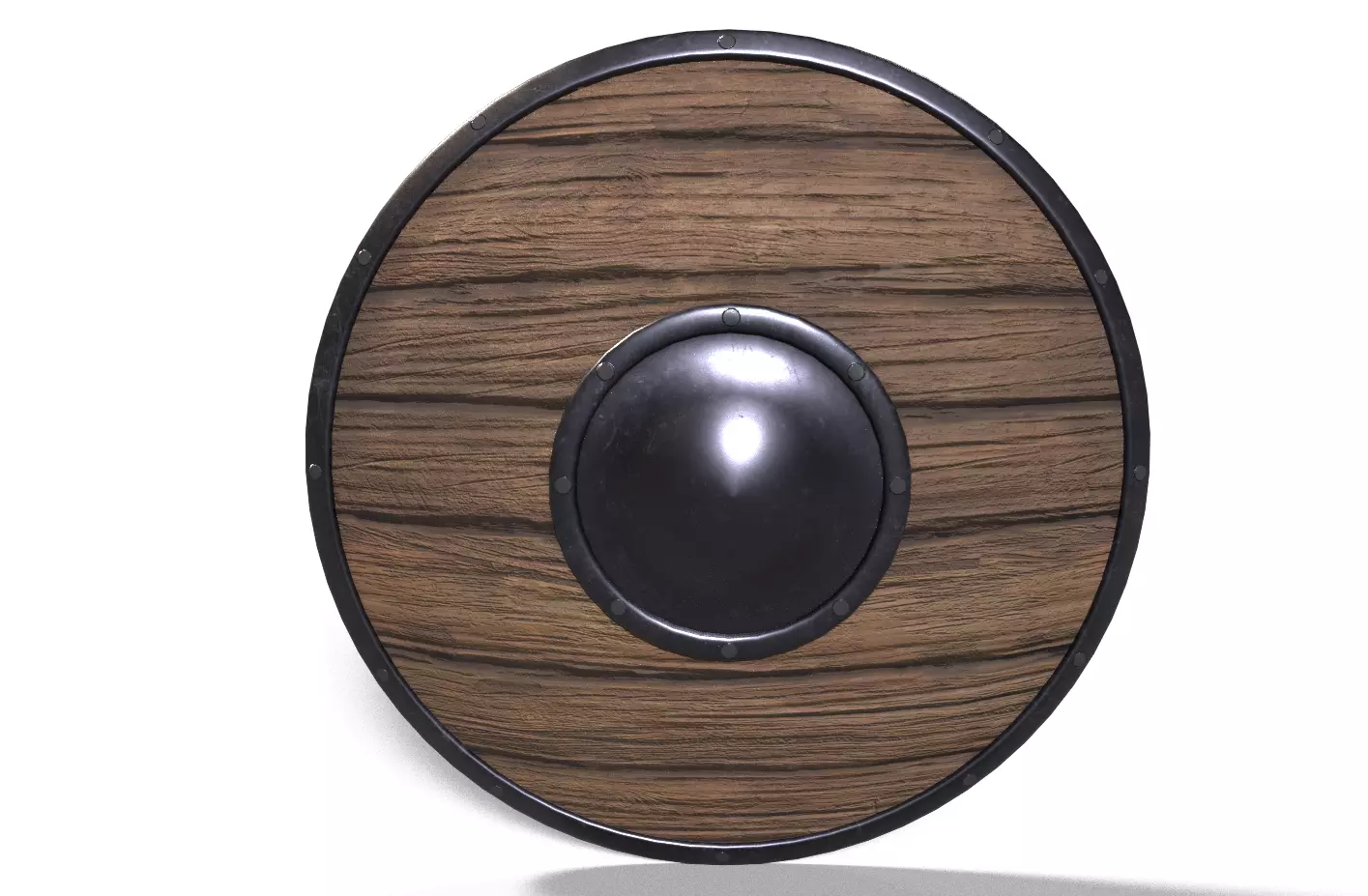 Shield wooden Low-poly 3D model_0