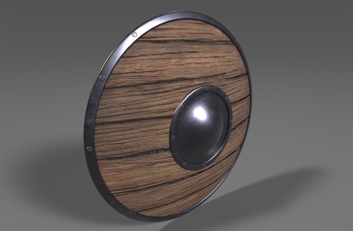 Shield wooden Low-poly 3D model_5