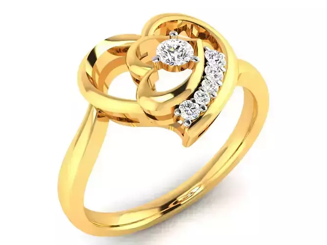 ring-4125 gold heart shaped diamond ring
