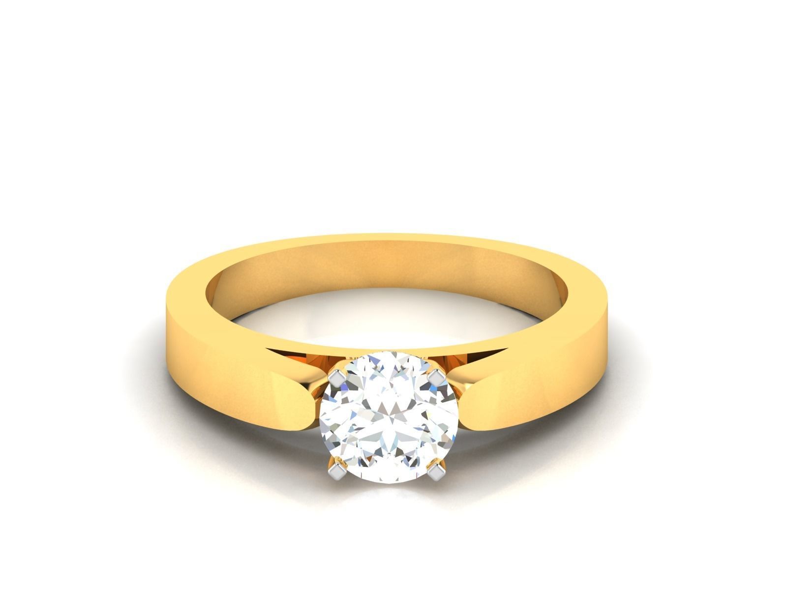 ring-4113 diamond solitaire engagement ring gold 3D print model_7
