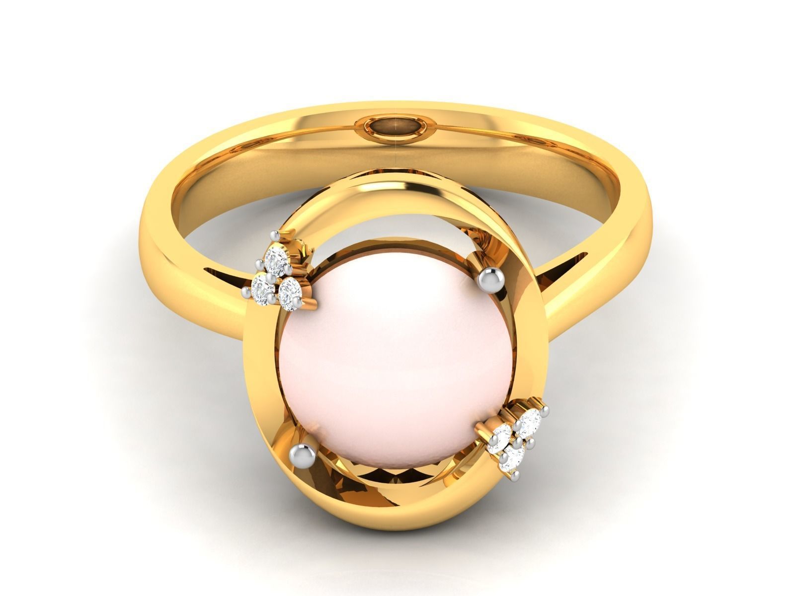 ring-4052 gold ring with moonstone and diamonds 3D print model_7
