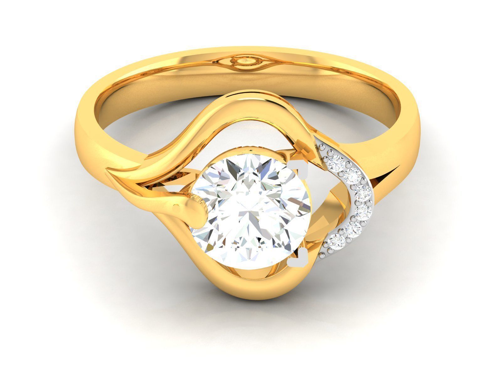 ring-4050 solitaire diamond ring gold 3D print model_8