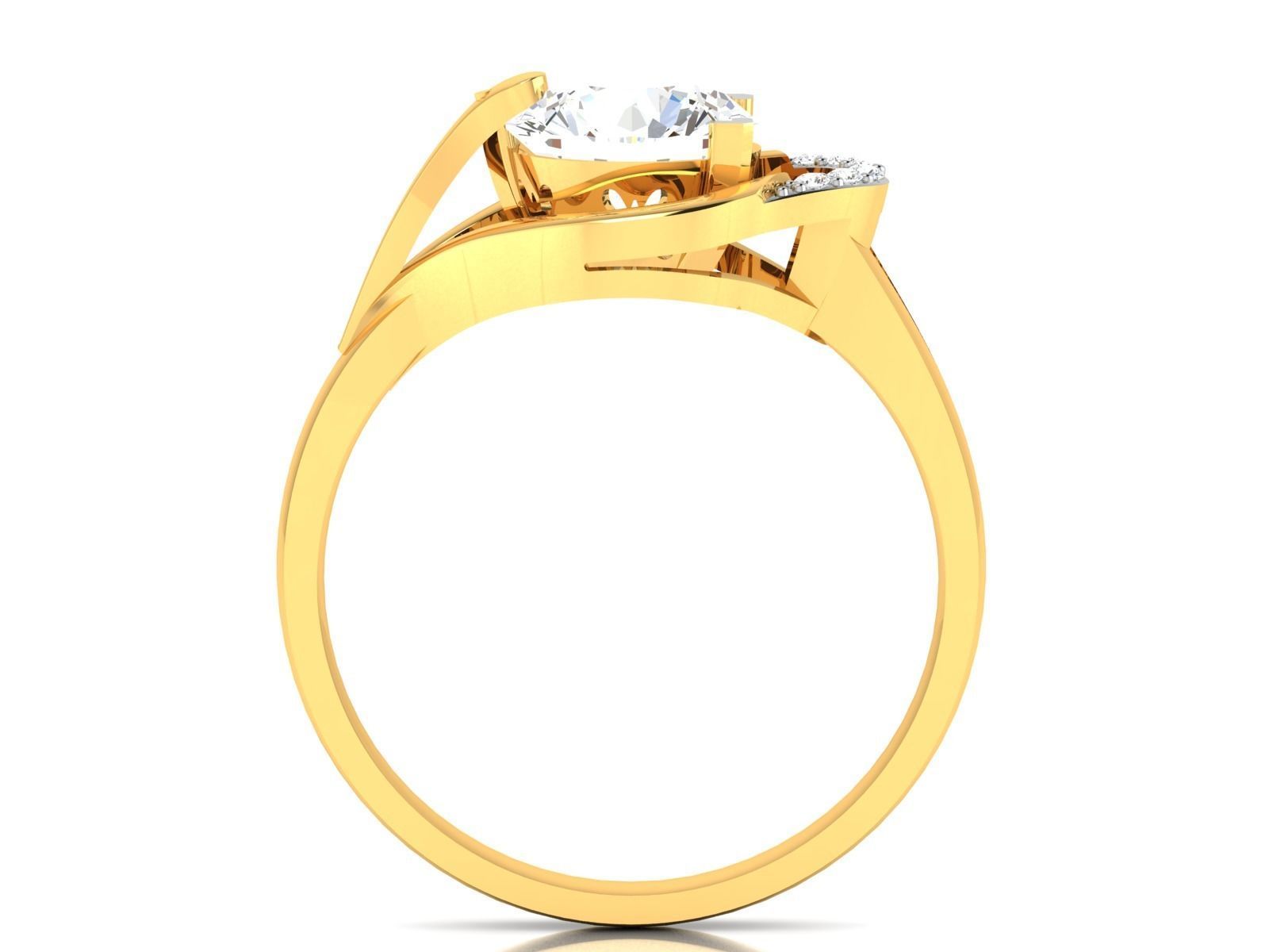 ring-4050 solitaire diamond ring gold 3D print model_2