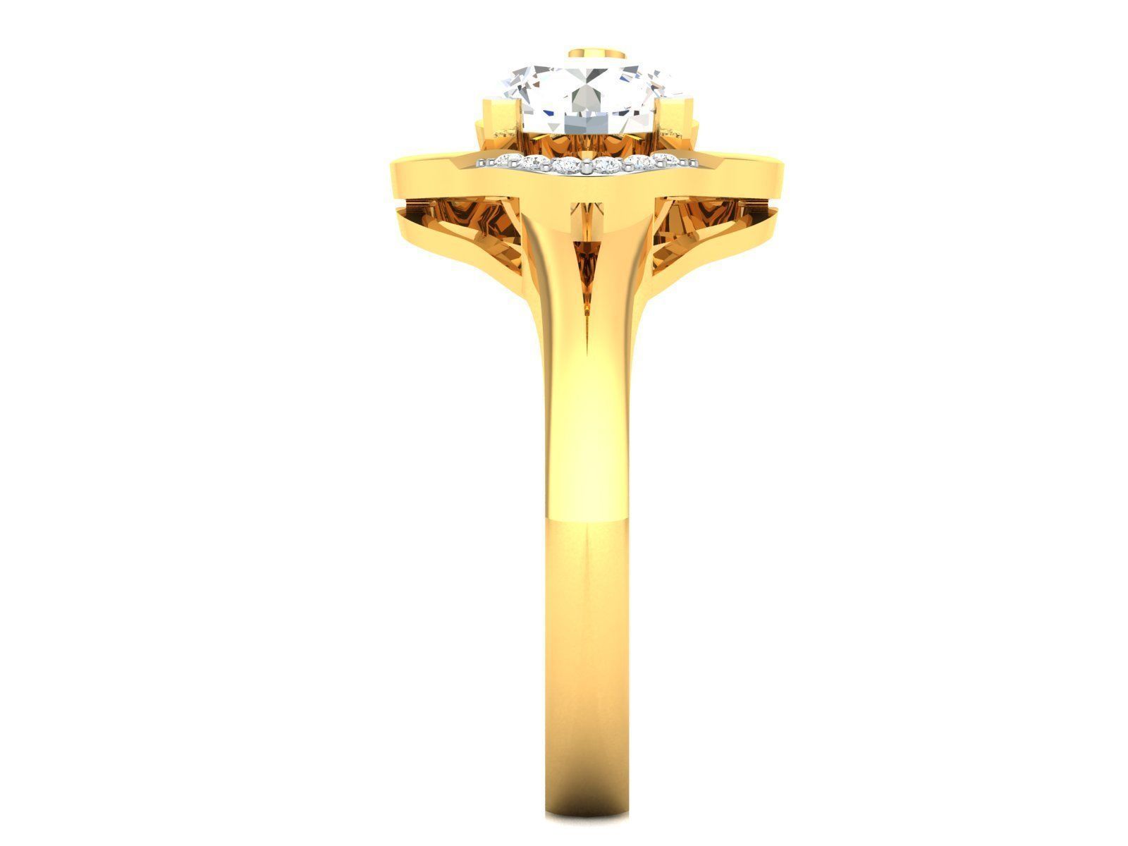 ring-4050 solitaire diamond ring gold 3D print model_5
