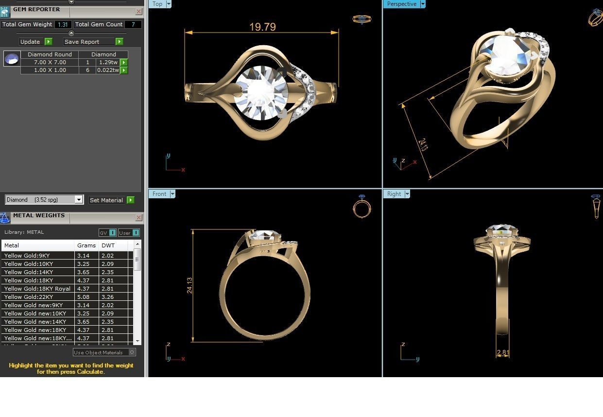 ring-4050 solitaire diamond ring gold 3D print model_3