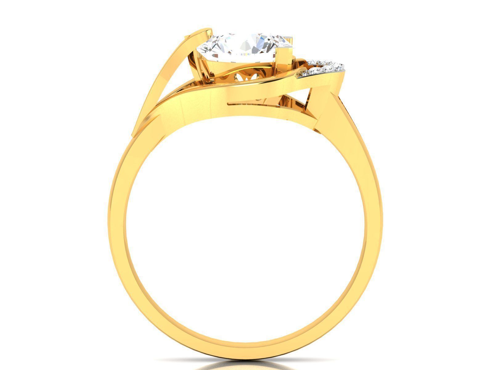ring-4050 solitaire diamond ring gold 3D print model_4
