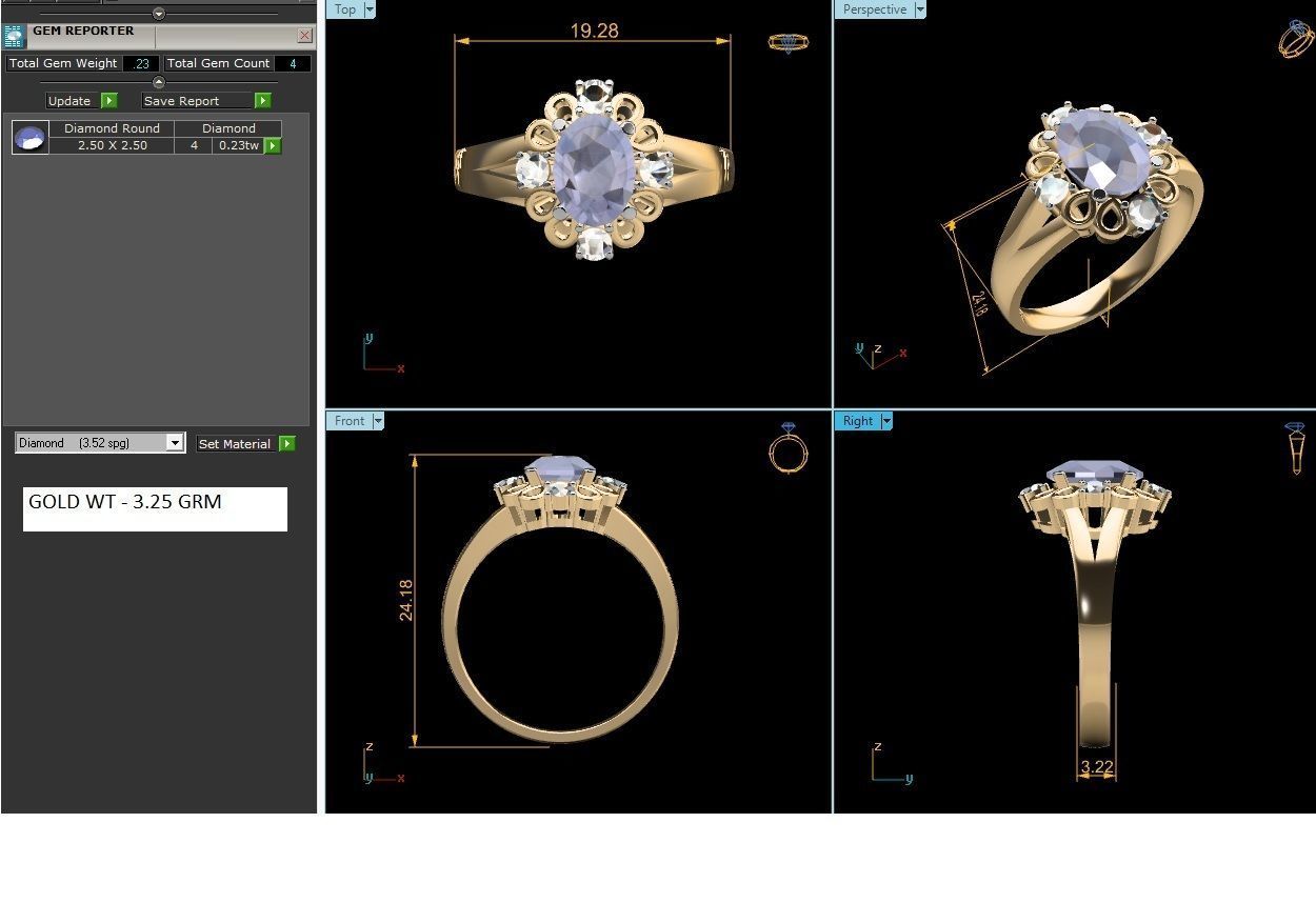 ring-4044 oval sapphire and diamond ring 3D print model_4