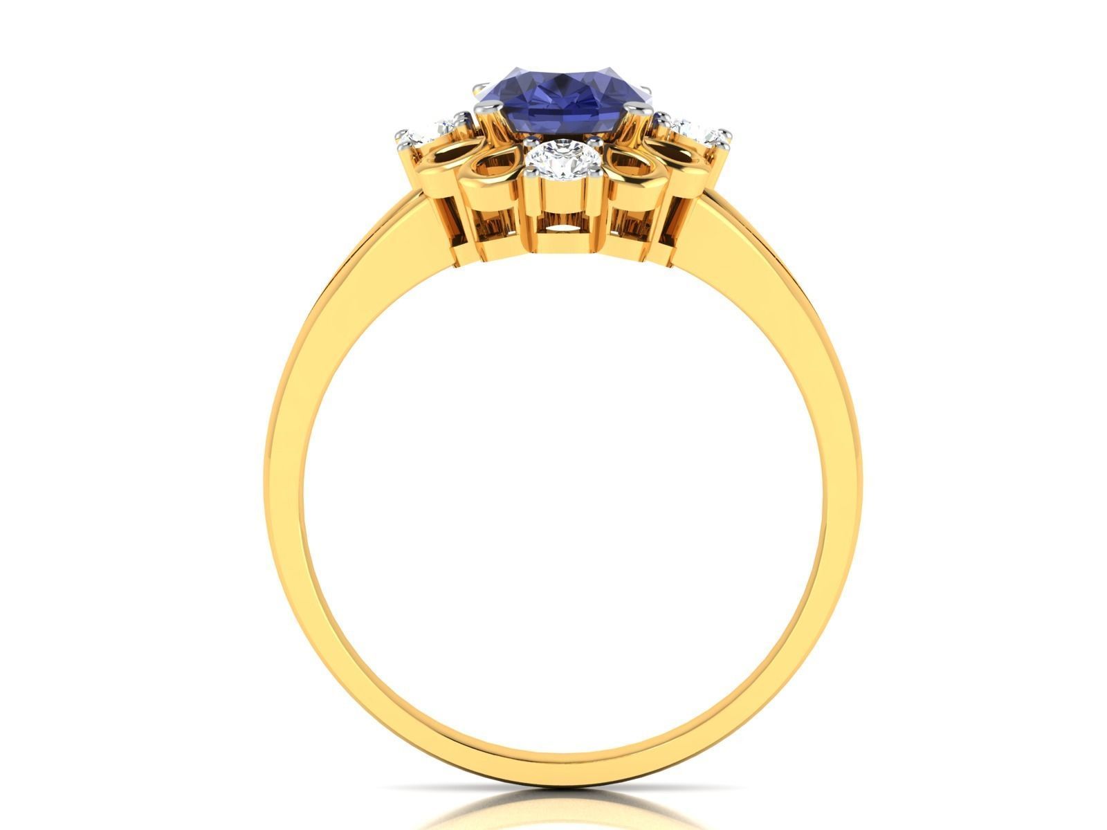 ring-4044 oval sapphire and diamond ring 3D print model_3